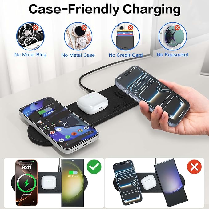 ZealSound Wireless Charging Pad, Triple Wireless Charger Pad Multiple Devices