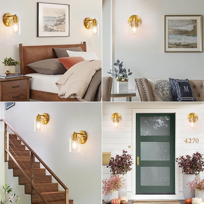 SOPEAS Brushed Gold Wall Sconce (2PACK)