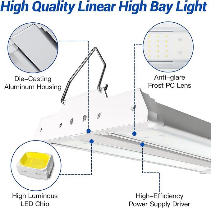 JTT LED Linear Shop Lights 150W, 21000LM 360° Adjustable 1.35FT Led High Bay