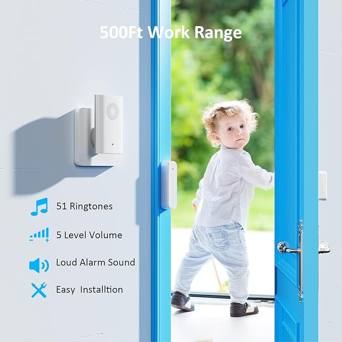 Door Chime, Wireless Door Open Sensor Alarm When Entry Business/Office/Store