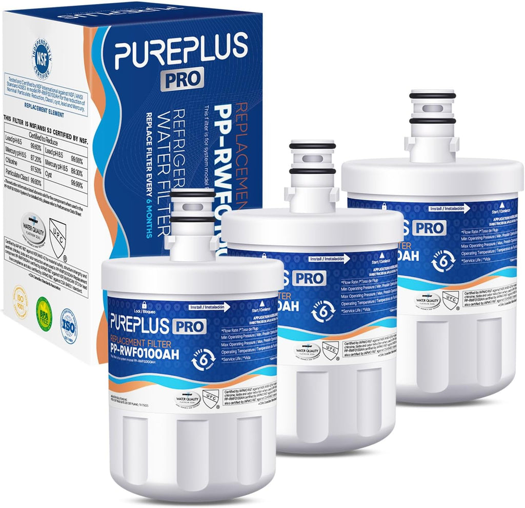 PUREPLUS PRO NSF/ANSI 53&42 Certified Refrigerator Water Filter Replacement (3 Pack)