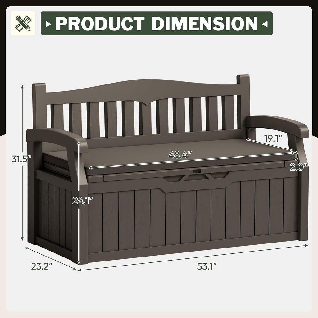 flamaker 80 gallon storage bench with cushion, waterproof, close-up detail