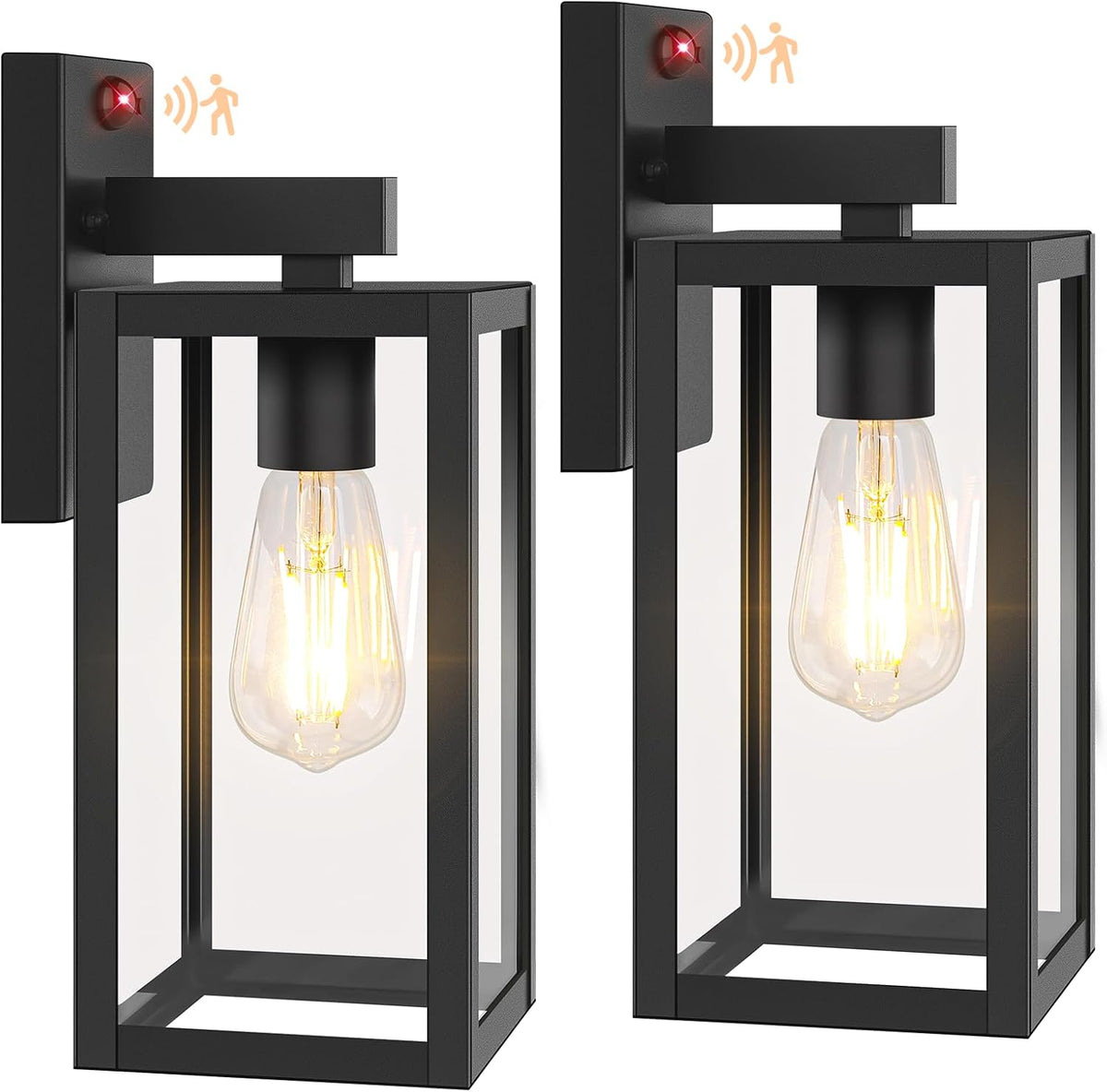 BesLowe 13" Upgraded Motion Sensor Outdoor Wall Lights, 3 Lighting Modes (2-Pack)