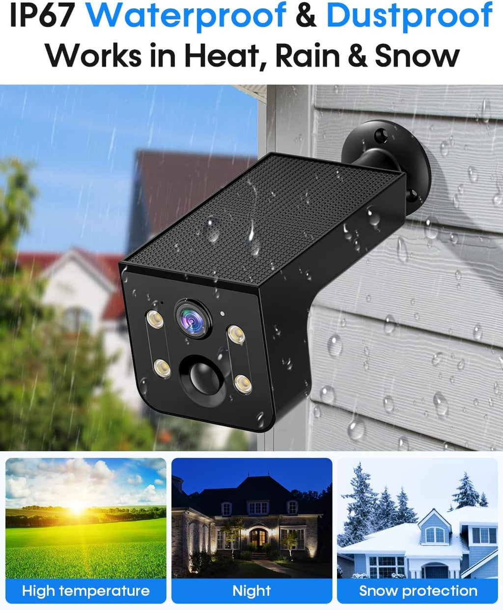 thybro solar outdoor wireless security camera tolerate the showing dimensions