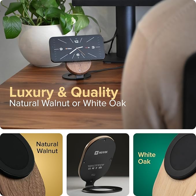 ARK Uno - Solid Wood MagSafe Stand Magnetic Wireless Charging Station w/Adapter