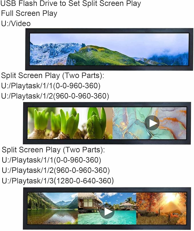 VSDISPLAY 28'' Advertising LCD Monitor 1920x360 IPS Stretched Bar Screen