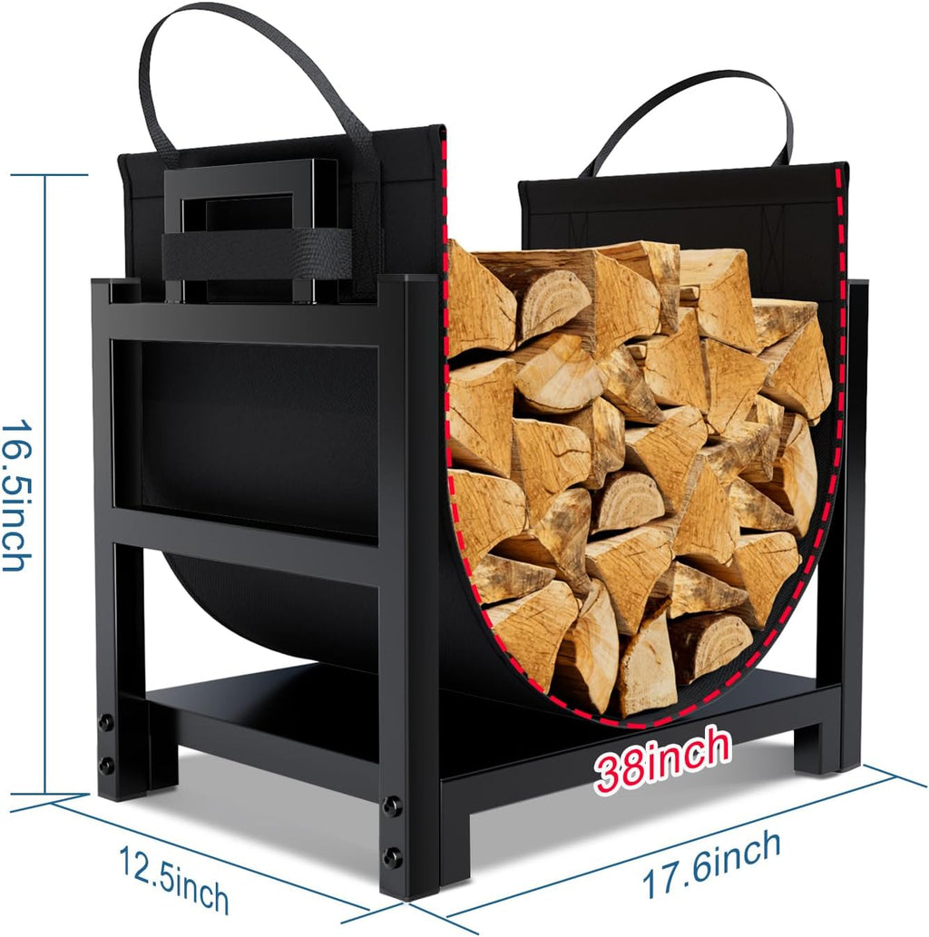 mofeez firewood rack log holder indoor with wood showing dimensions