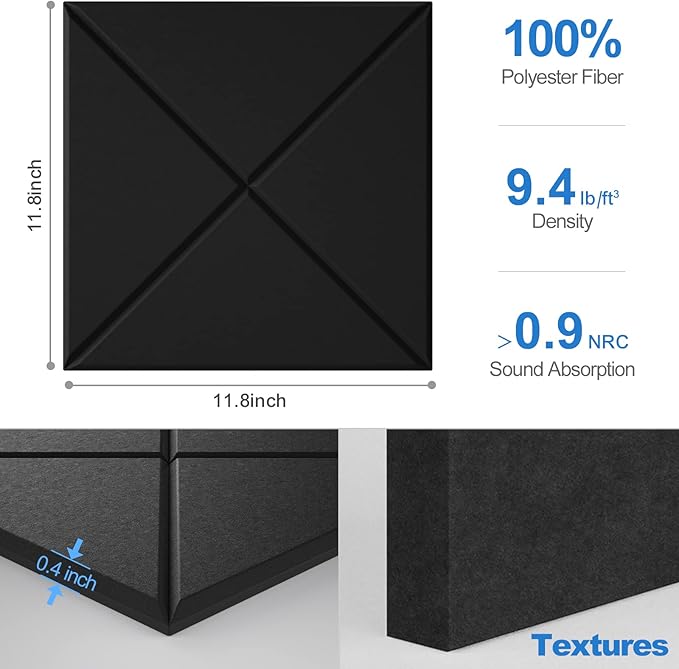Sonicism 12 Pack X-Lined Acoustic Panels