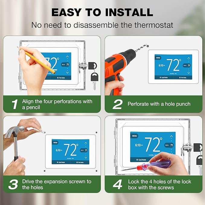 AUURIO 6 PCS Upgraded Thermostat Lock Box