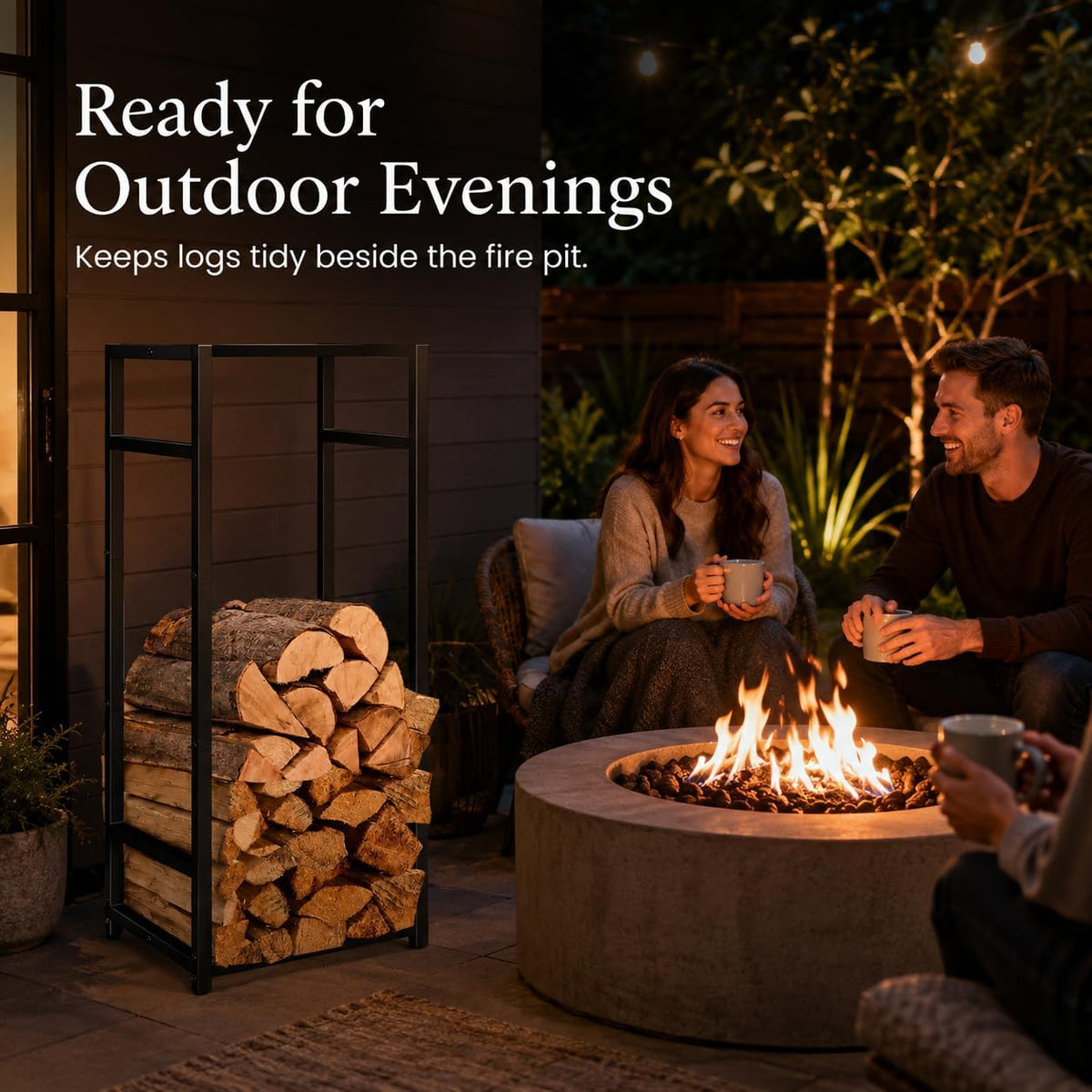 lilybud--lily firewood rack indoor outdoor, 45” tall firewood, package contents