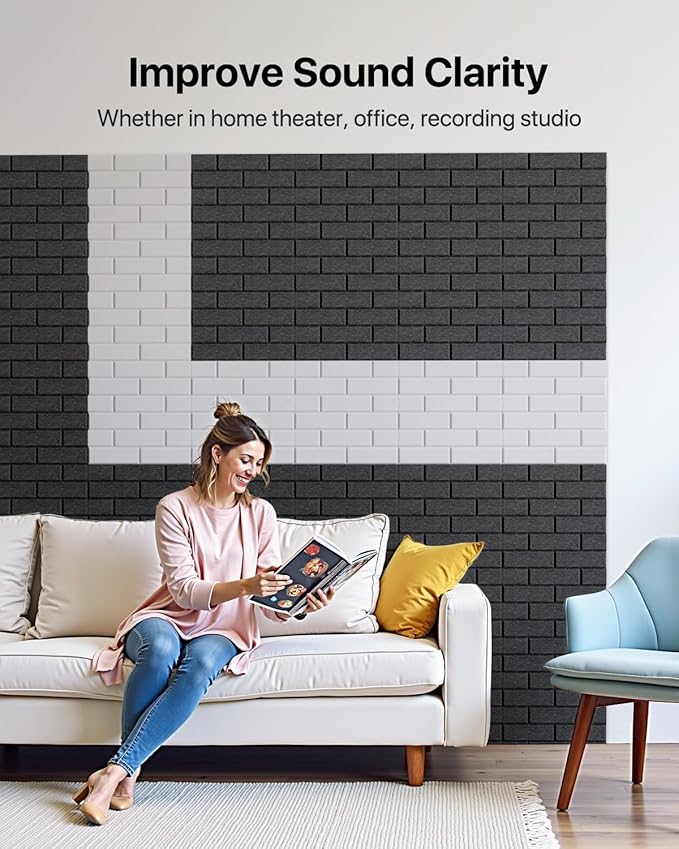 Soundproof Wall Panels Self-adhesive, Acoustic Panels 18 Pack Brick Wall Panels