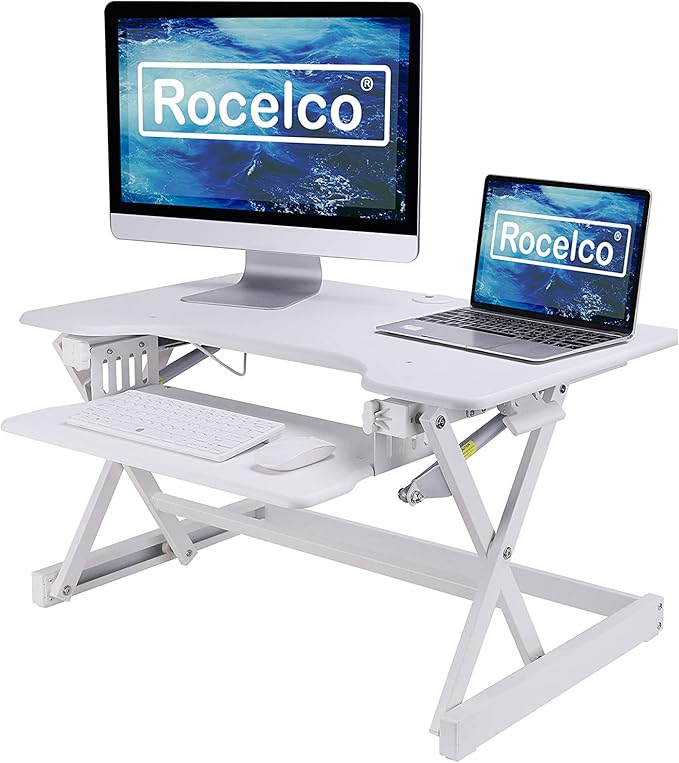 Rocelco 32" Height Adjustable Standing Desk Converter BUNDLE