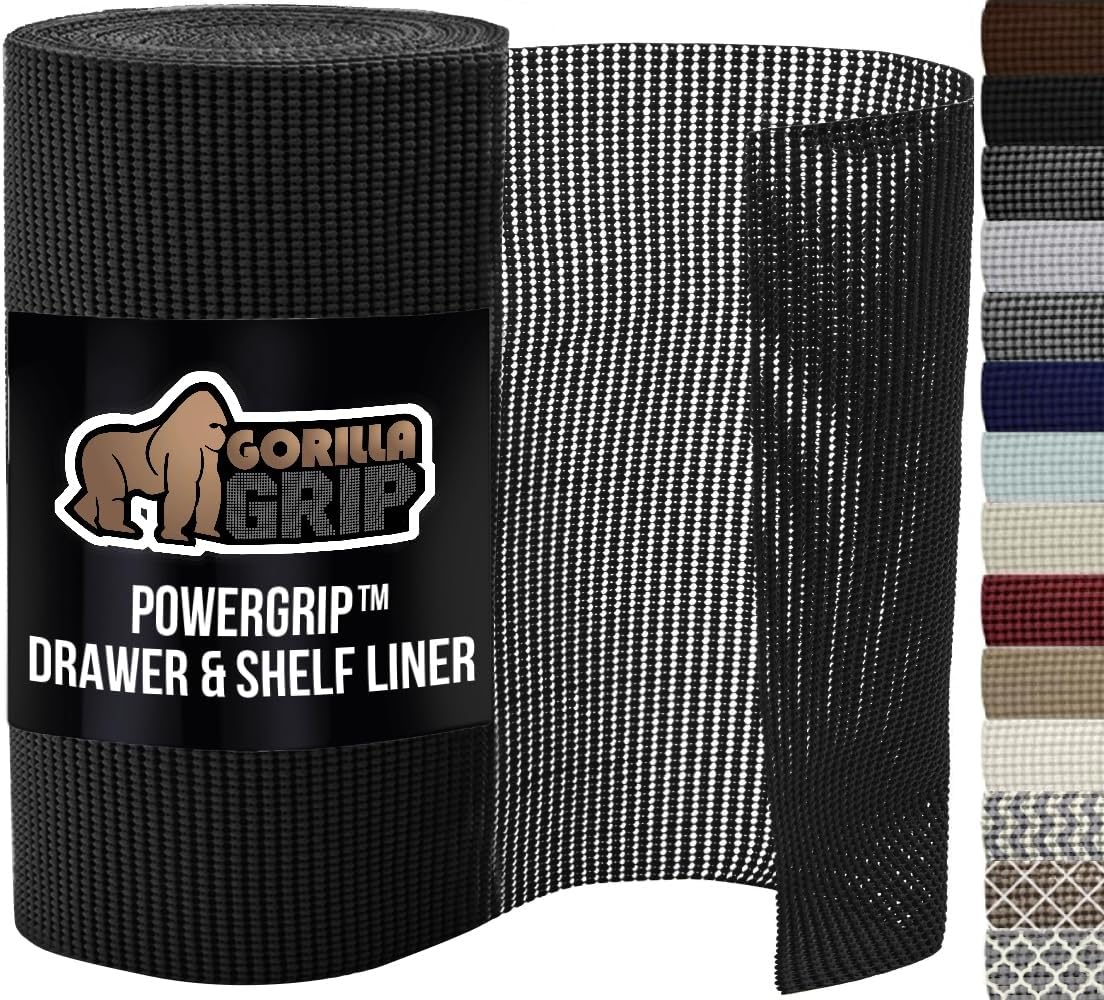 GORILLA GRIP powerGRIP Drawer Shelf and Cabinet Liner, Thick Strong Hold