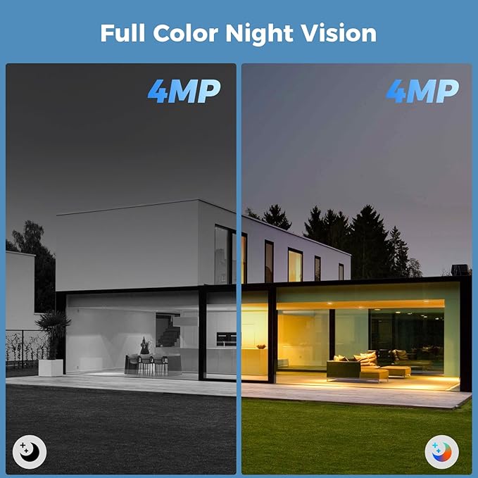 Hiseeu Security Cameras Wireless Outdoor, PIR/AI Motion Detection, Waterproof