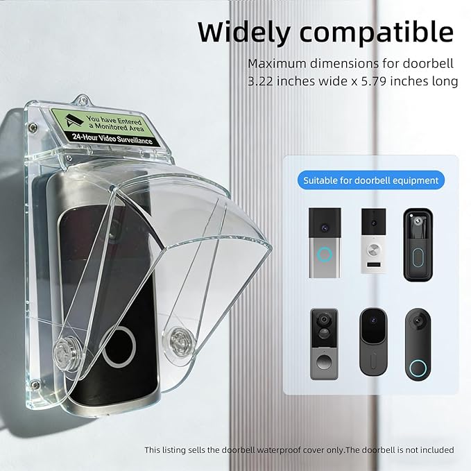 Dgyezhao Clear Outdoor Plastic Flip Doorbell Rain Cover, Camera Cover protector
