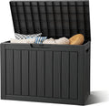 Waterproof Outdoor Storage Box, Resin Patio Bin,50 Gal,Black