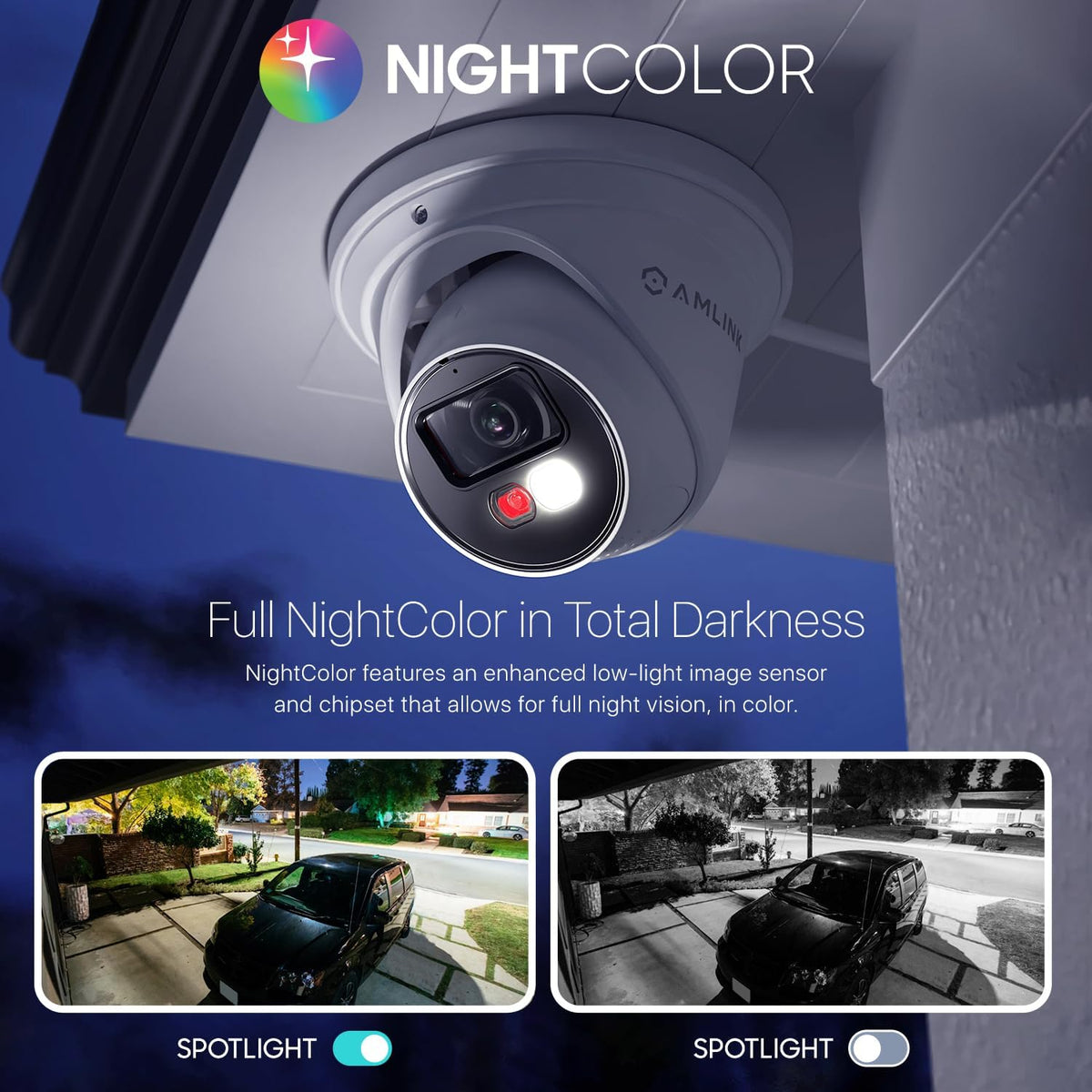 amlink 2-pack 5mp security ai ip poe camera, side view