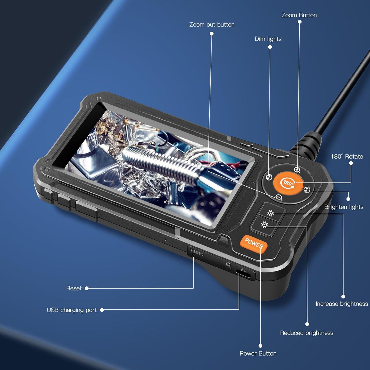Endoscope Camera with Light for Mechanic Automotive HVAC Wall Inspection