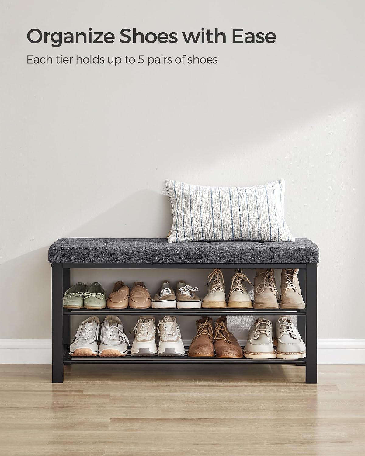 songmics shoe bench, storage bench, entryway bench with, package contents