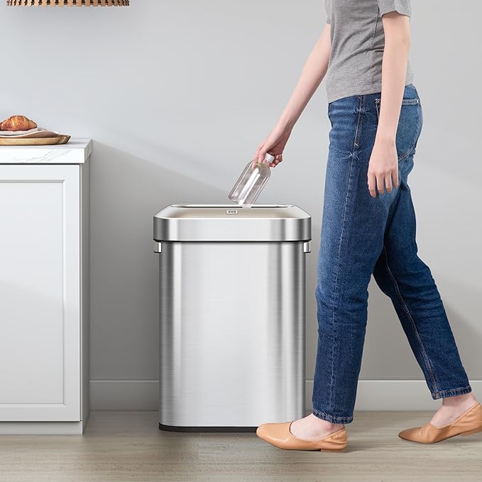 EKO Urban 16 Gallon/60 Liter Open Top Stainless Steel Slim Commercial Trash Can