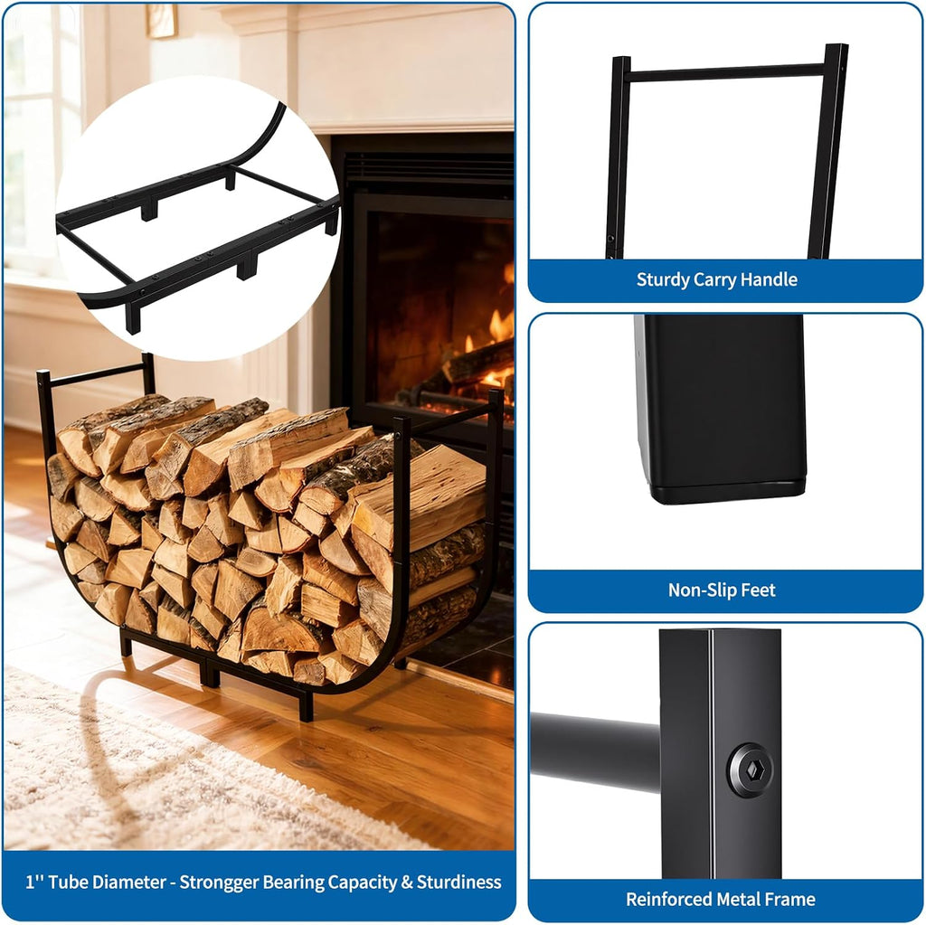 firewood rack outdoor w thicken cover, 40 inch showing dimensions