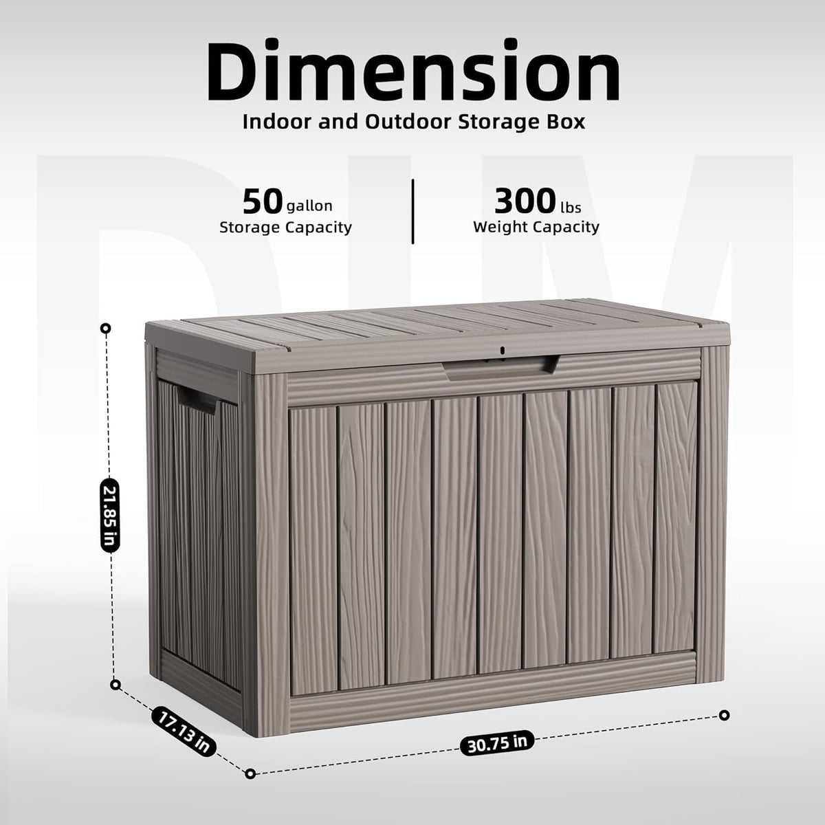 easyup 50 gallon deck box,outdoor storage box for, close-up detail