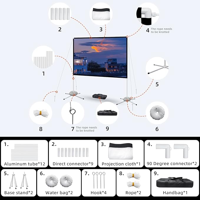 Portable Projector Screen 60inch, Movie Projection Screen, Indoor Projector
