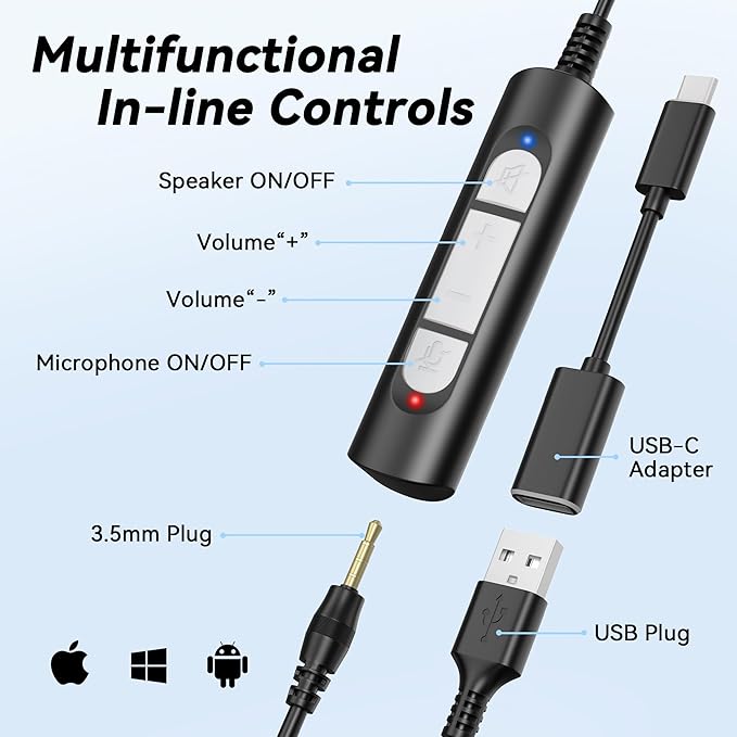 Wantek USB Headset with Microphone