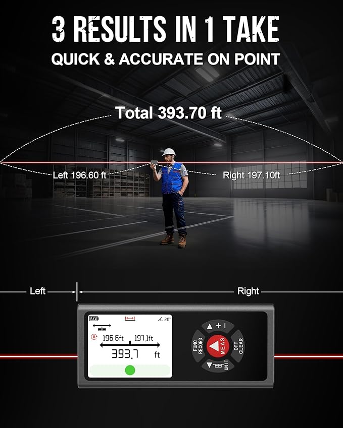 Dual Bilateral Laser Distance Measuring Tool Sturdy Aluminum Casing Laser Tape