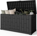 Outdoor Storage Box, 60 Gallon Waterproof Resin Patio Deck Box (Black)