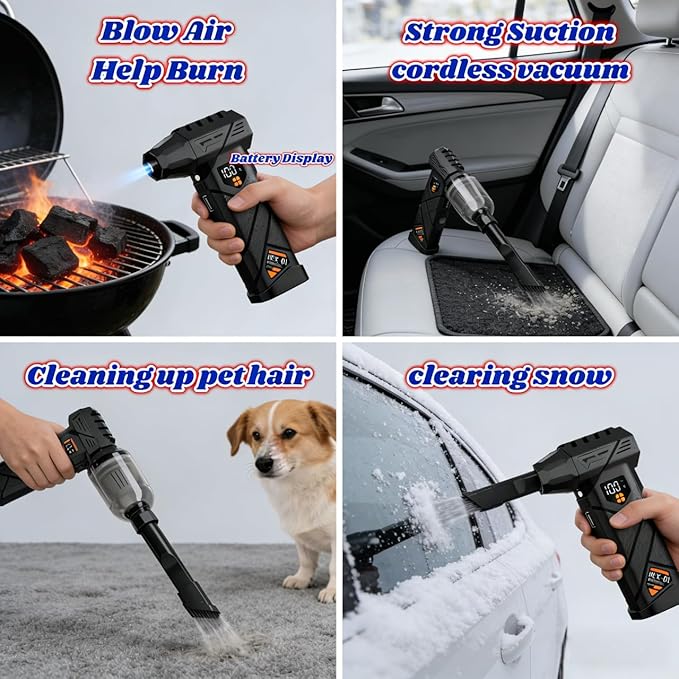PURECOTERA Powerful Car Vacuum Cleaner, Compressed Air Duster - 6000 mAh