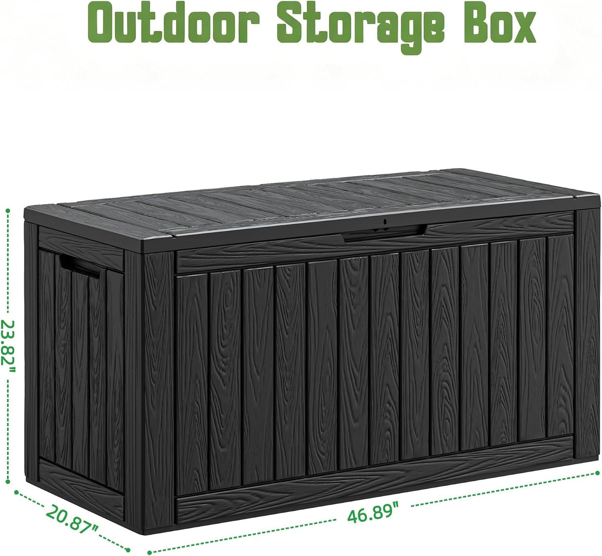 outdoor storage waterproof deck box for patio (110 shown in use