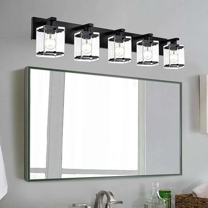 WINSHEN 5-Light Modern Vanity Lighting, E26 Bulb Base