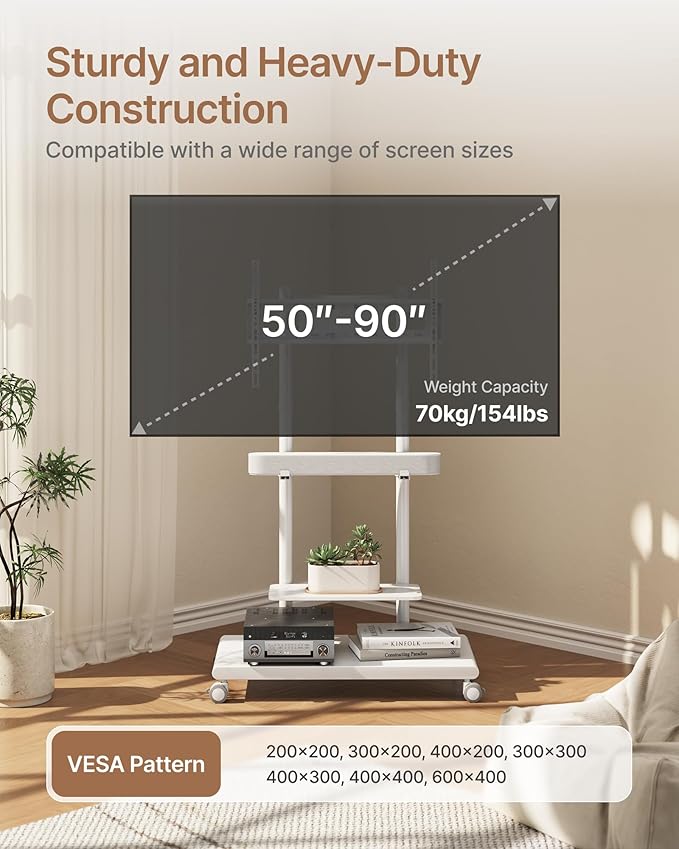 ECOTINY Steel Base Rolling TV Stand