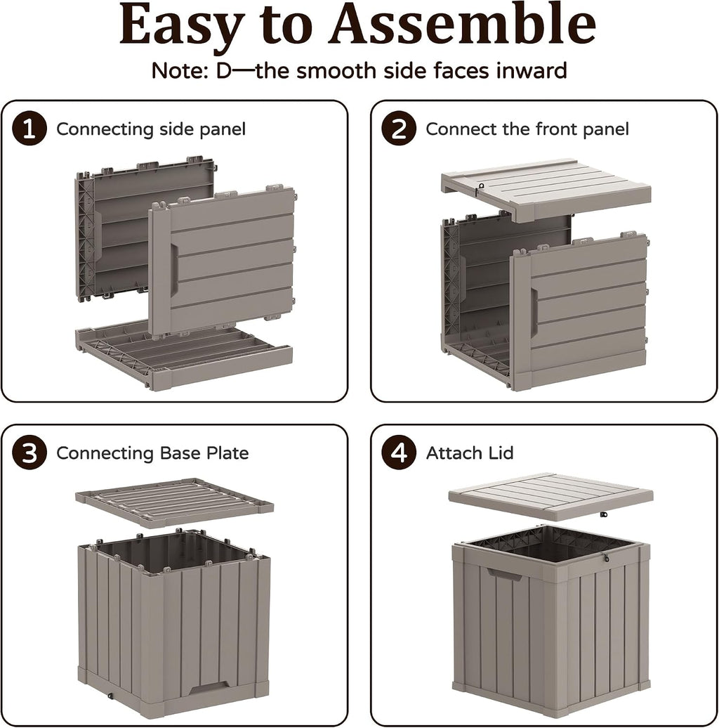 outdoor storage box,60 gallon lockable deck box,black, package contents