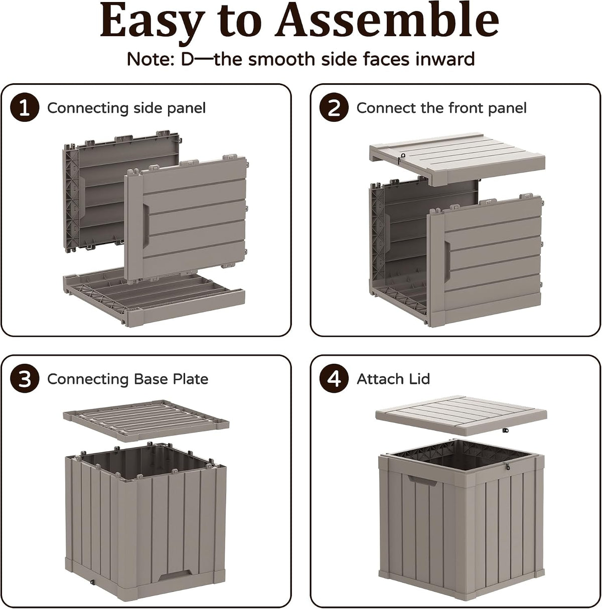 outdoor storage box,60 gallon lockable deck box,black, package contents