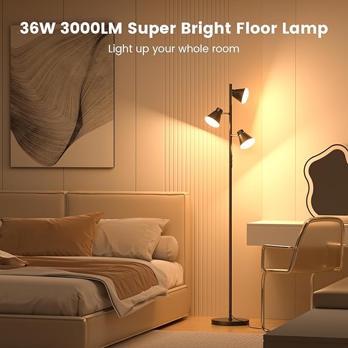 SIBRILLE 36W LED Tree Floor Lamp, Dimmable Tall Standing Lamp