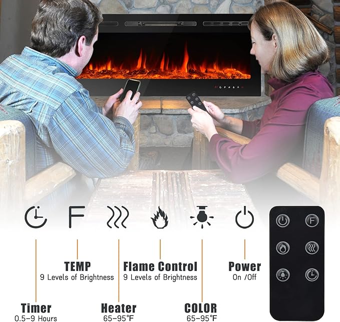 CharaVector 70 inch 750W/1500W Electric Fireplace Inserts