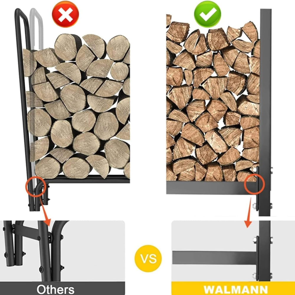 WALMANN 6 ft Firewood Rack with Cover, Heavy Duty Log Rack