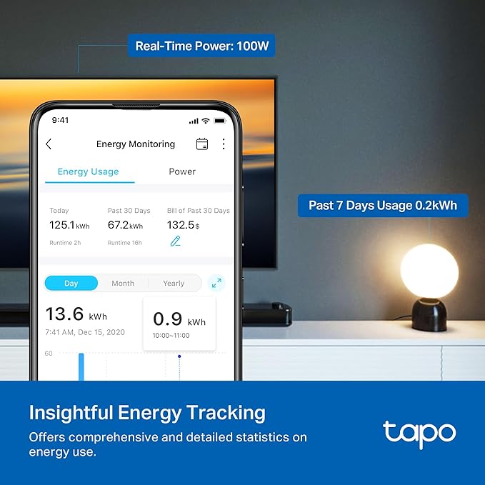 TP-Link  Smart Plug Wi-Fi Mini, Energy Monitoring, Compatible (4-Pack)