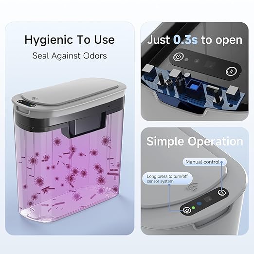 TIPGO 5 Gallon Motion Senor Bathroom Trash Can