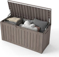 80 Gallon Deck Boxes Outdoor Waterproof, Outdoor Storage Box with Lockable Lid & UV-Resistant for Patio Furniture, Outdoor Cushions, Garden Tools and Pool Supplies, Light Brown