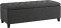 Madison Park 49" Upholstered Storage Bench, Button Tufted End of Bed Bench with Storage, Dual Spring Soft-Close Lid, Bedroom Bench for Queen King Bed, Entryway Living Room, Charcoal