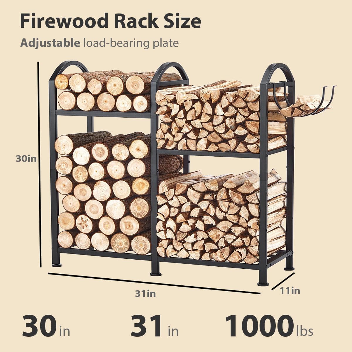 2 Tier Firewood Rack, 31inch