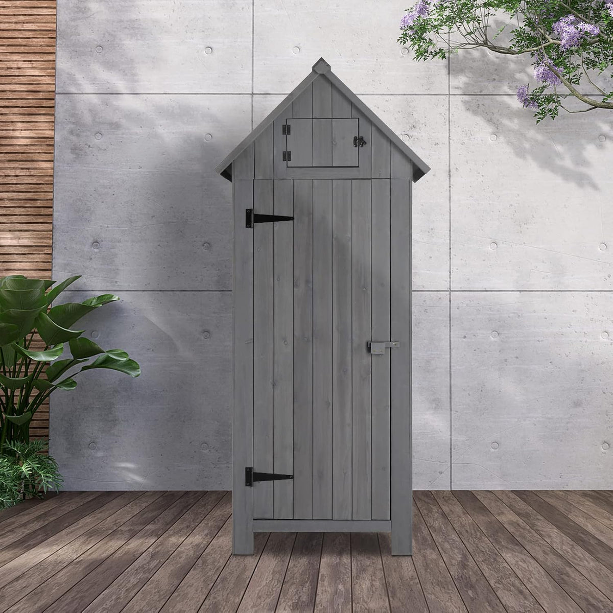 outvita outdoor storage shed, 70 inch, grey, package contents