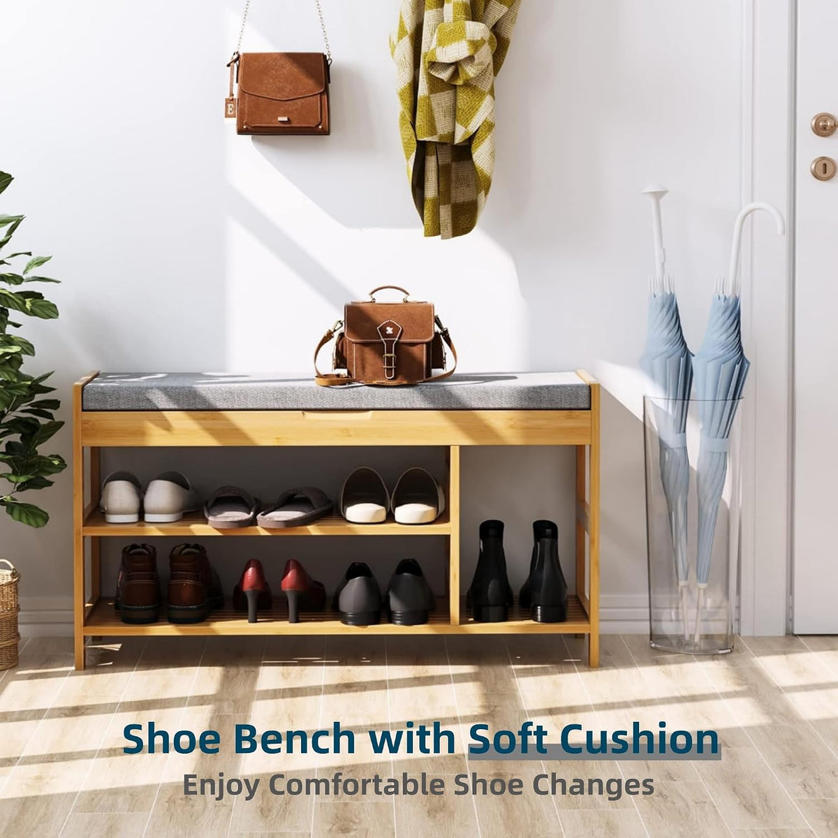 2-Tier Shoe Rack Bench with Flip-Top Storage, 36" Entryway Bench with Seat