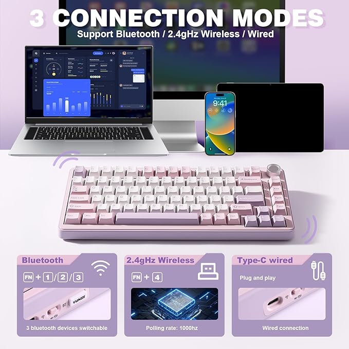 YUNZII B75 PRO Wireless Mechanical Keyboard, 75% Layout