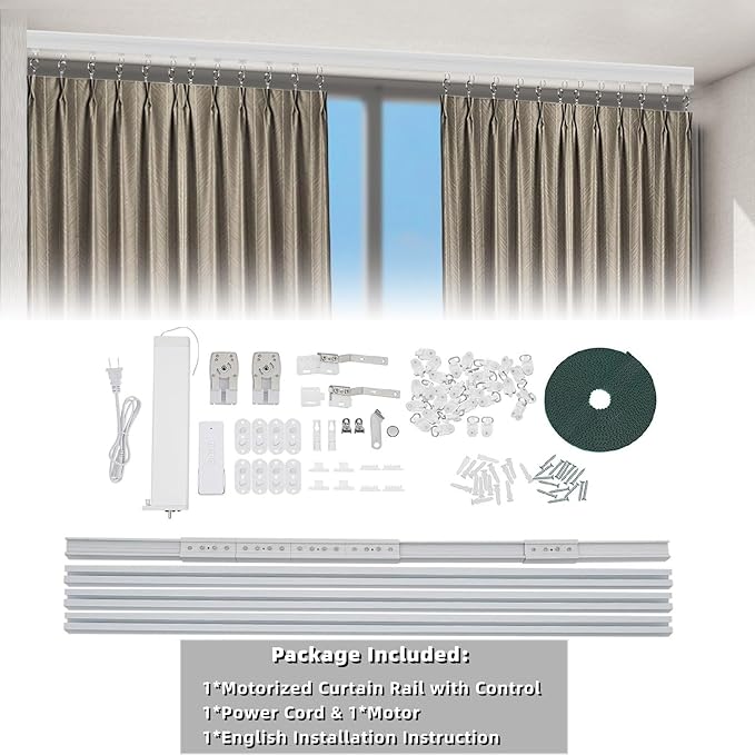 Lemoeyes Electric Curtain Track, Retractable Motorized Curtains Rod From