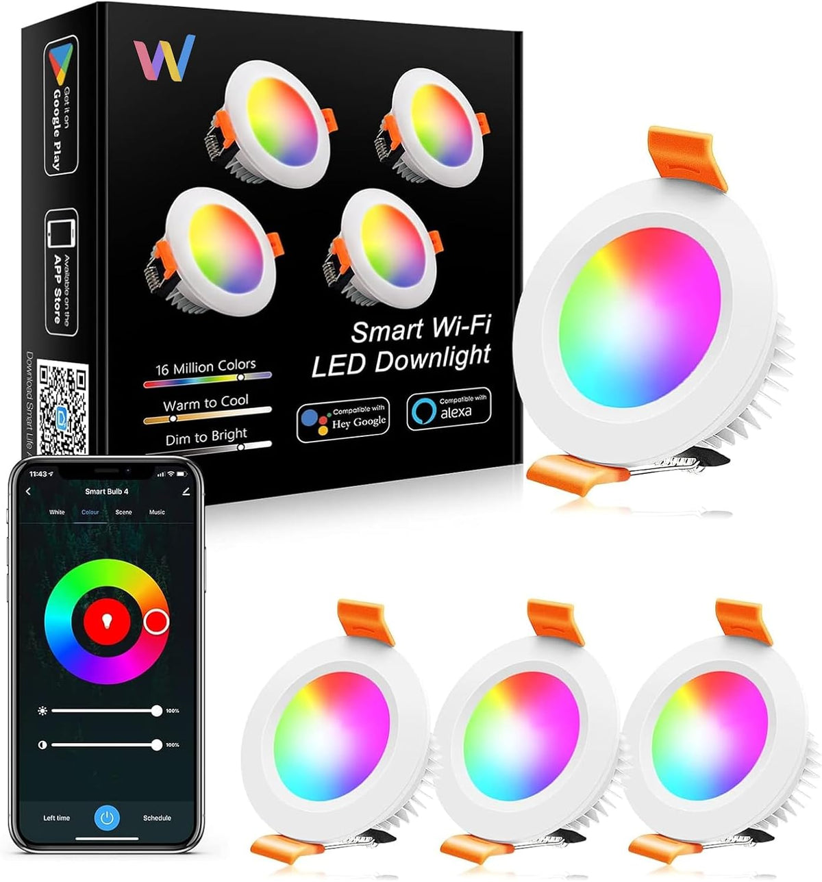 LightingWill 2 Inch Recessed Lighting, Smart WiFi LED Downlight, 5W LED Ceiling (4 Pack)