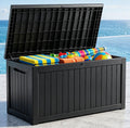 MAKINO 198 Gallon Large Resin Outdoor Storage Box, Waterproof Deck Box, Lockable Deck Container with Reinforced Support, Outdoor Chest for Patio Accessories, Outdoor Cushions, Garden Tools, Black